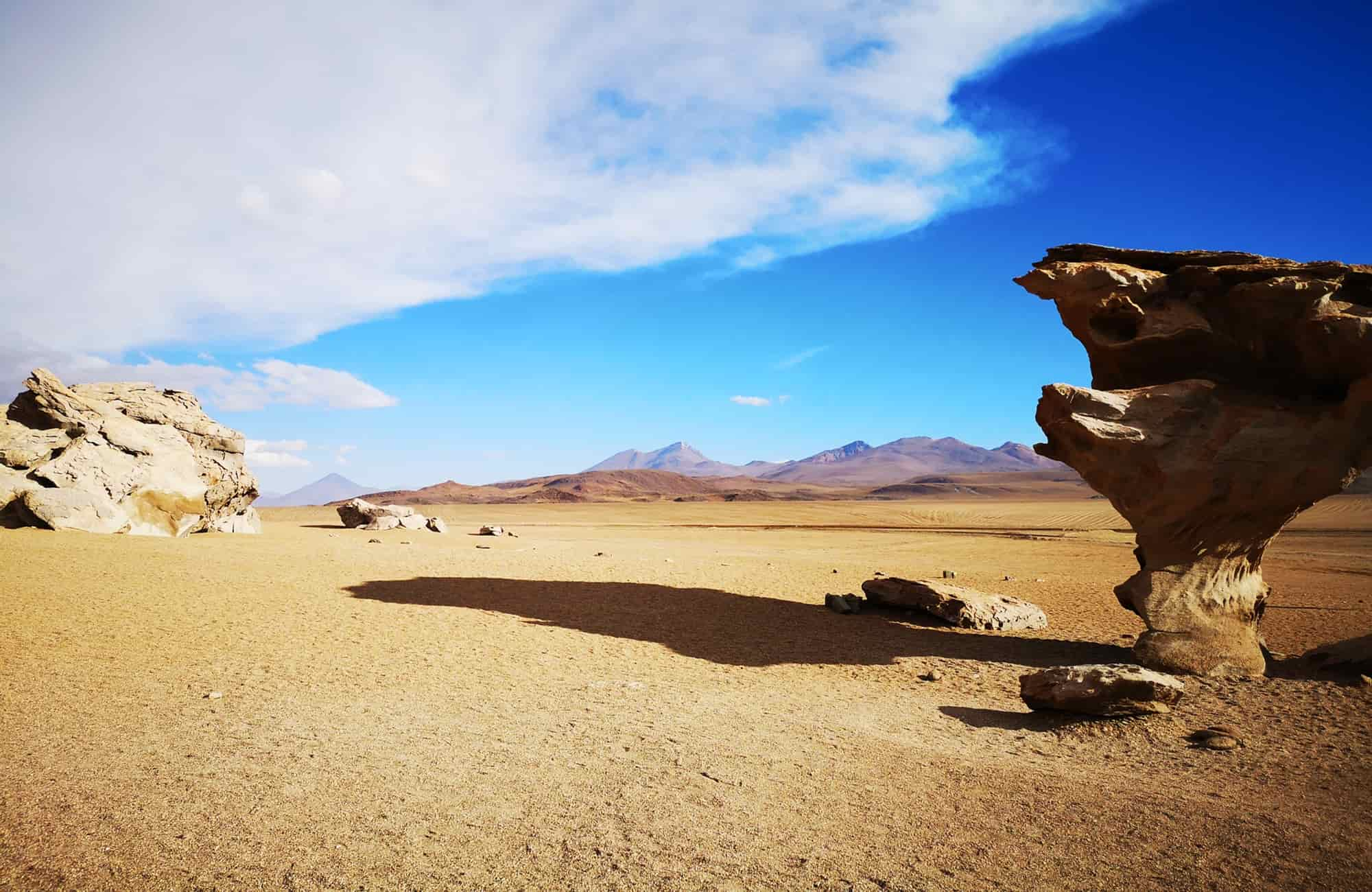 Traversez les déserts du Sud Lipez. De Siloli à Dali, admirez les structures taillées par le vent et les immensités sableuses. 