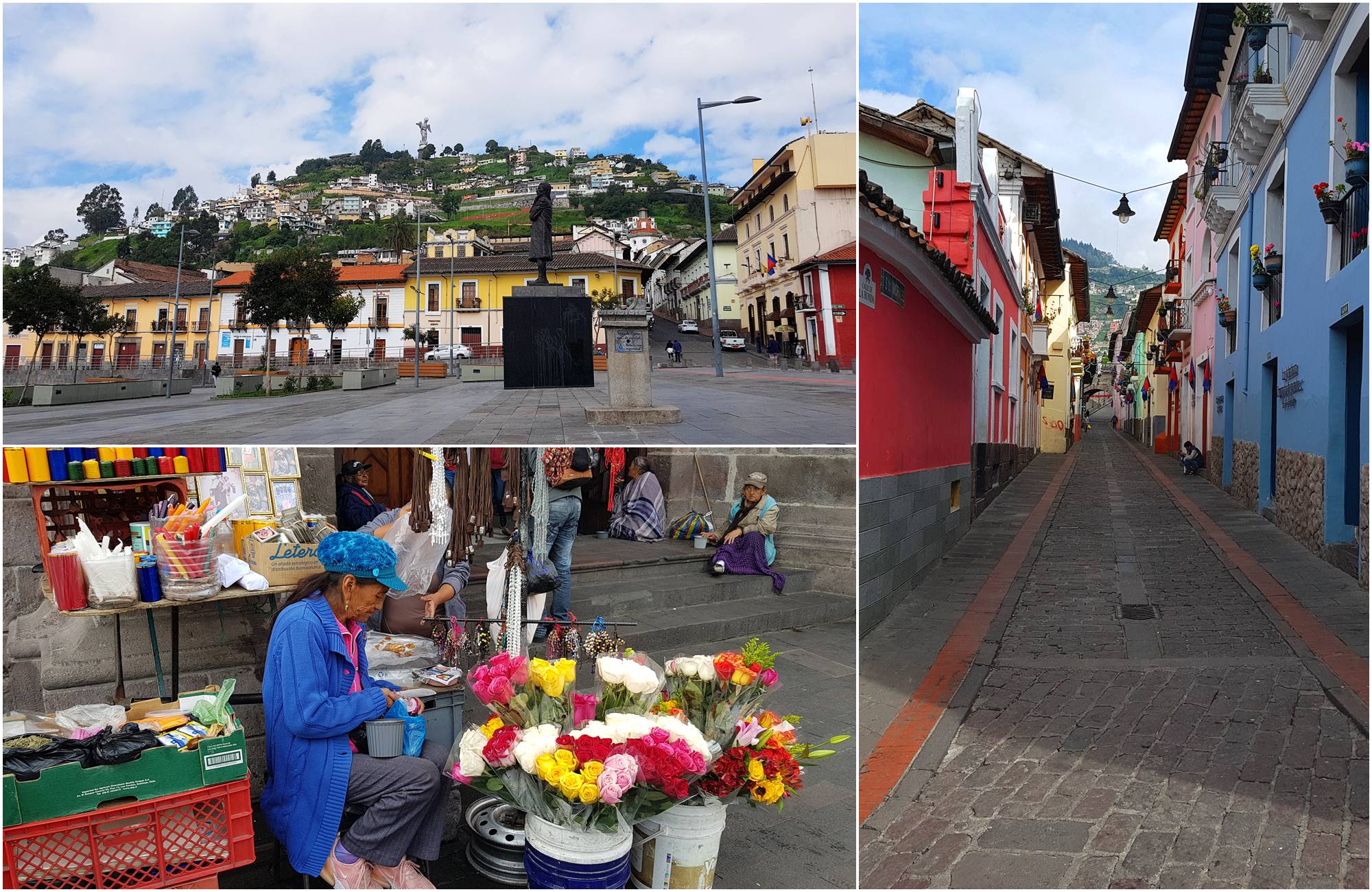 Maisons colorées, marché locale et place principale