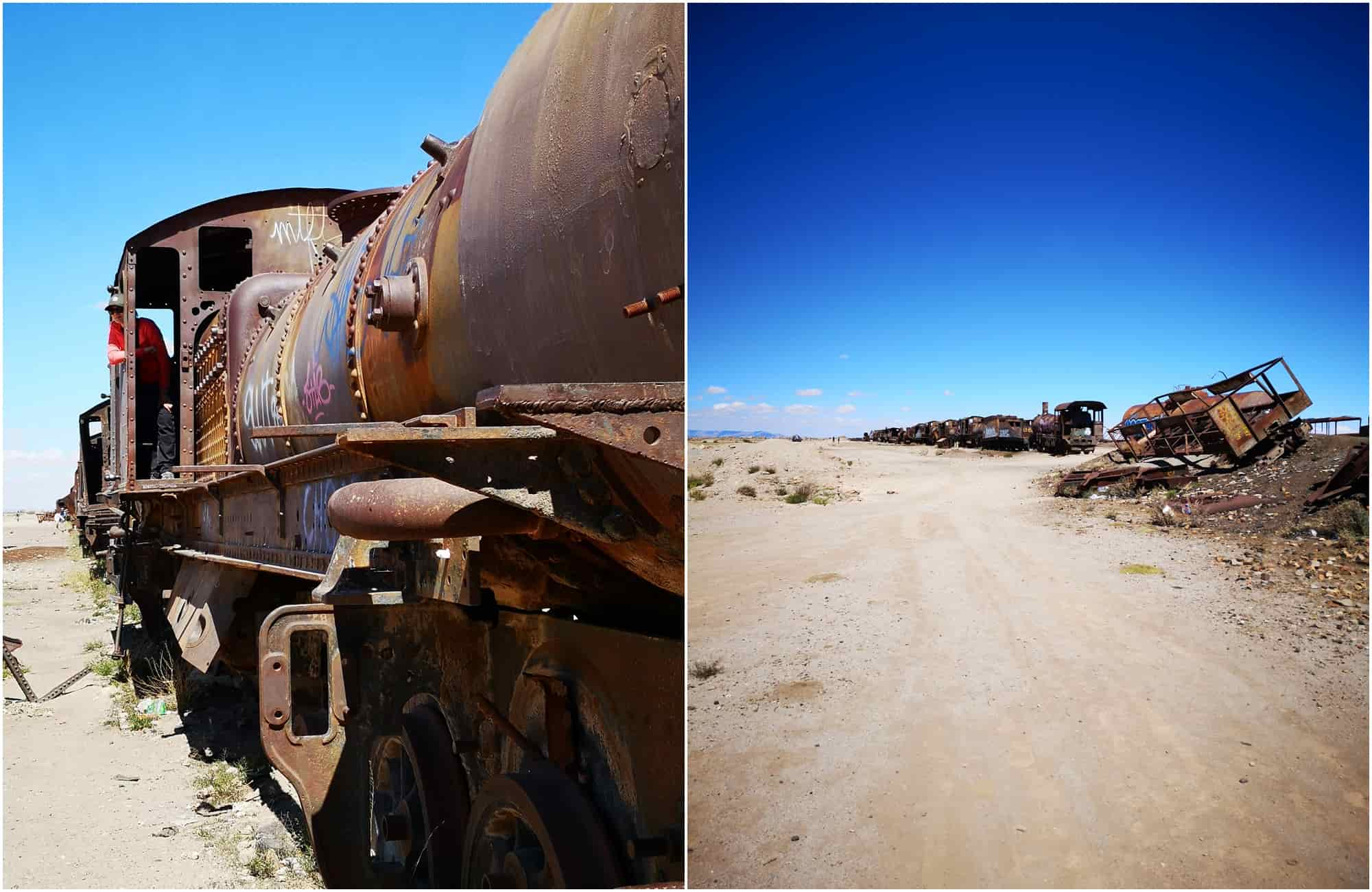 Vivez une expérience hors du commun en visitant le cimetière des trains dans le salar d'Uyuni.