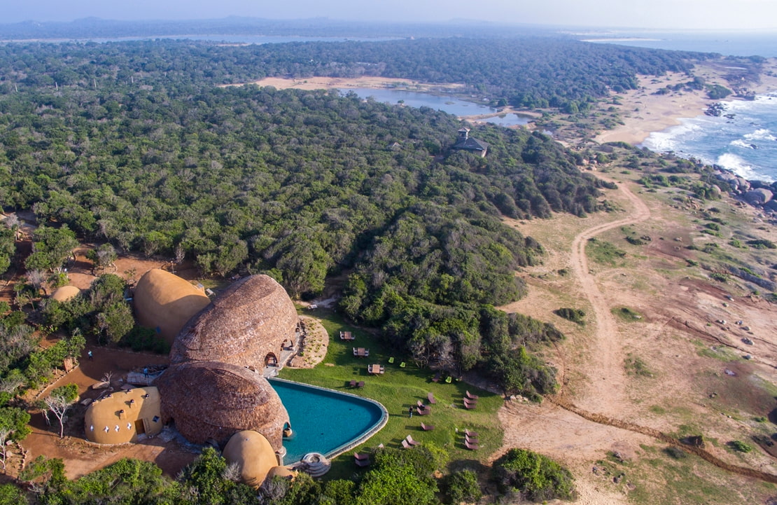 Voyage de noces au Sri Lanka - Vue aérienne du Wild Coast Tented Lodge - Amplitudes