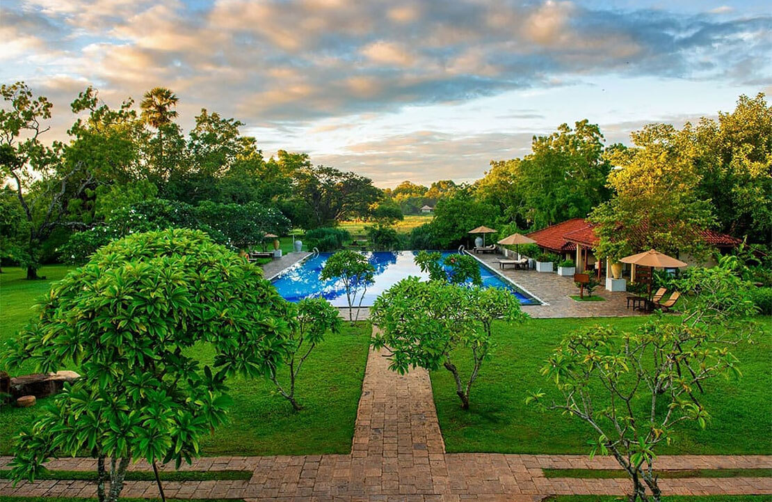 Hôtel kids-friendly au Sri Lanka - Vue jardin au Uga Ulagalla - Amplitudes