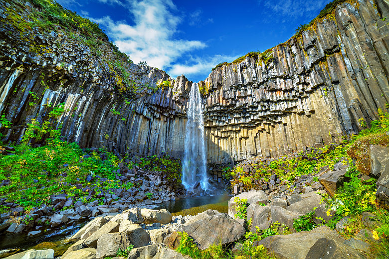 Cascade Svartifoss dans le Skaftafell National Park - Islande