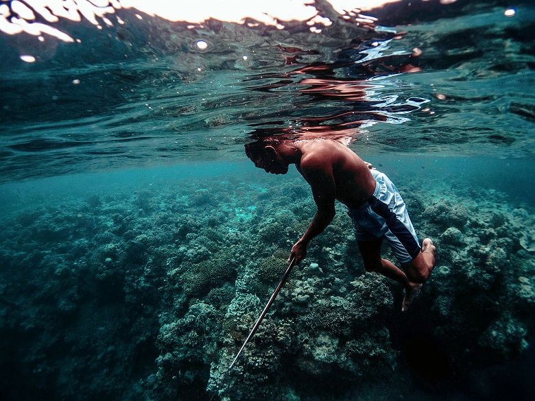 Bajau spear fisherman, Ampana, Sulawesi