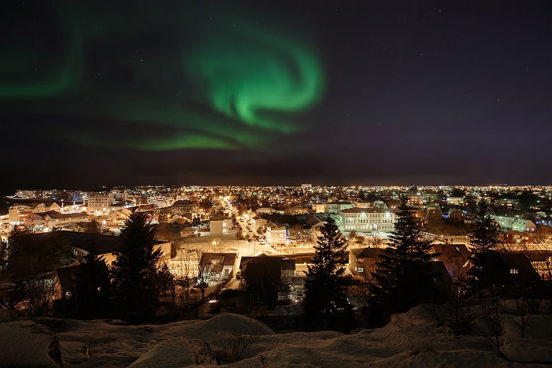 Aurore Boreale sur Reykjavik