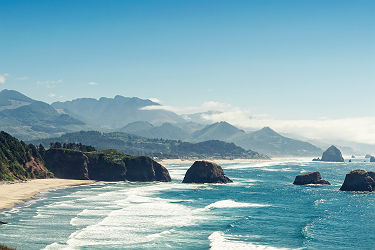 Etats-Unis - Vue sur Cannon Beach depuis l'Ecola State Park