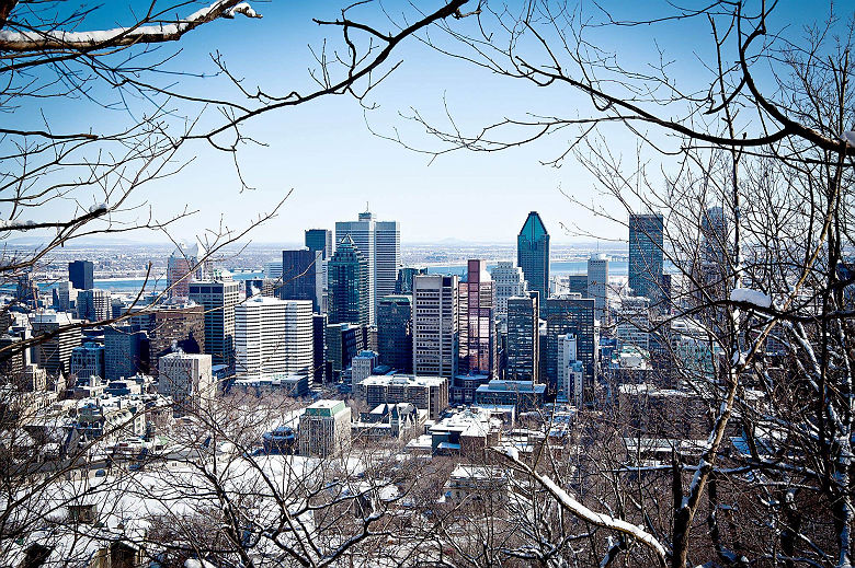 Vue sur la ville de Montreal en hiver