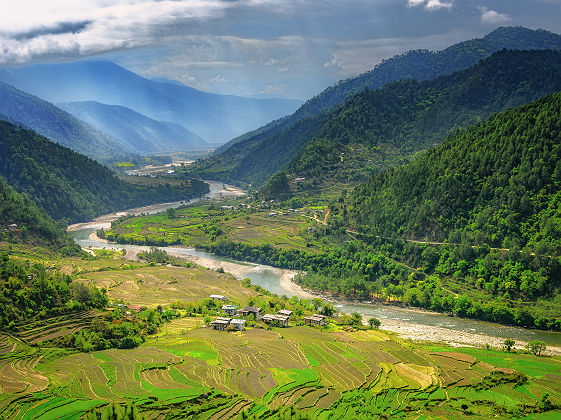 Bhoutan - Vue sur la vallée de Punakha