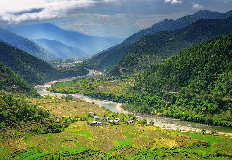 Bhoutan - Vue sur la vallée de Punakha