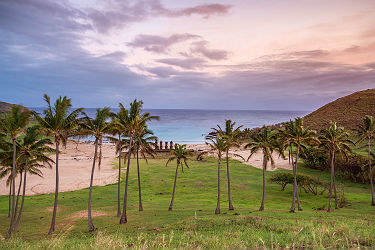 Ile de Pâques- Vue sur la plage Anakena