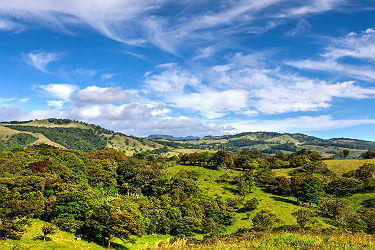 Costa Rica - Vue sur les collines et les plantations de café à Monteverde