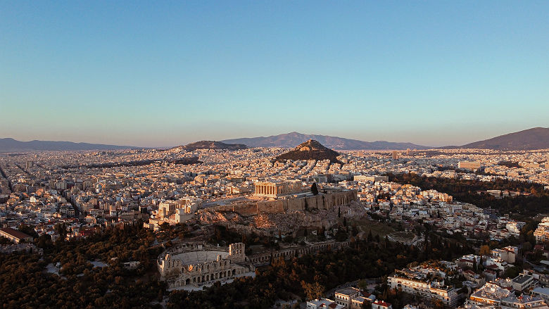 Vue d'Athenes depuis un drone