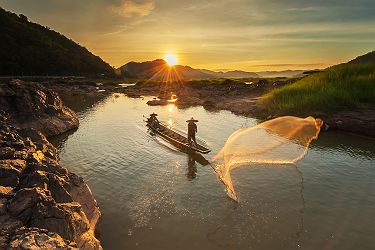 Pêcheur dans le Delta du Mekong - Vietnam