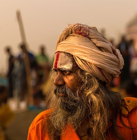 Inde - Portrait d'un moine saadhu à Varanasi