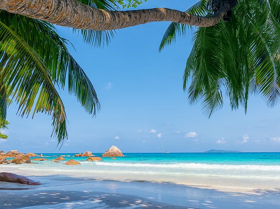 Océan Indien - Balade aux Seychelles - Vue depuis la plage Anse Lazio - Île Praslin