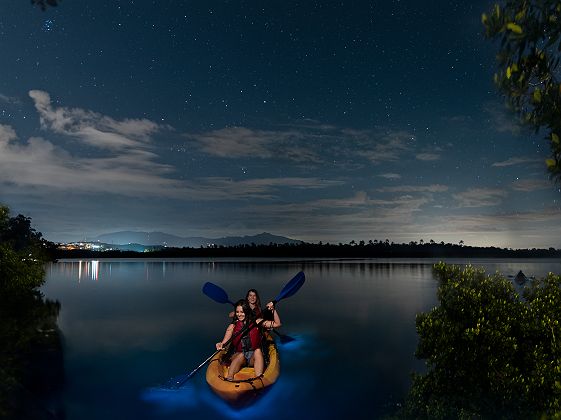 kayak baie bioluminescente Laguna Grande nuit