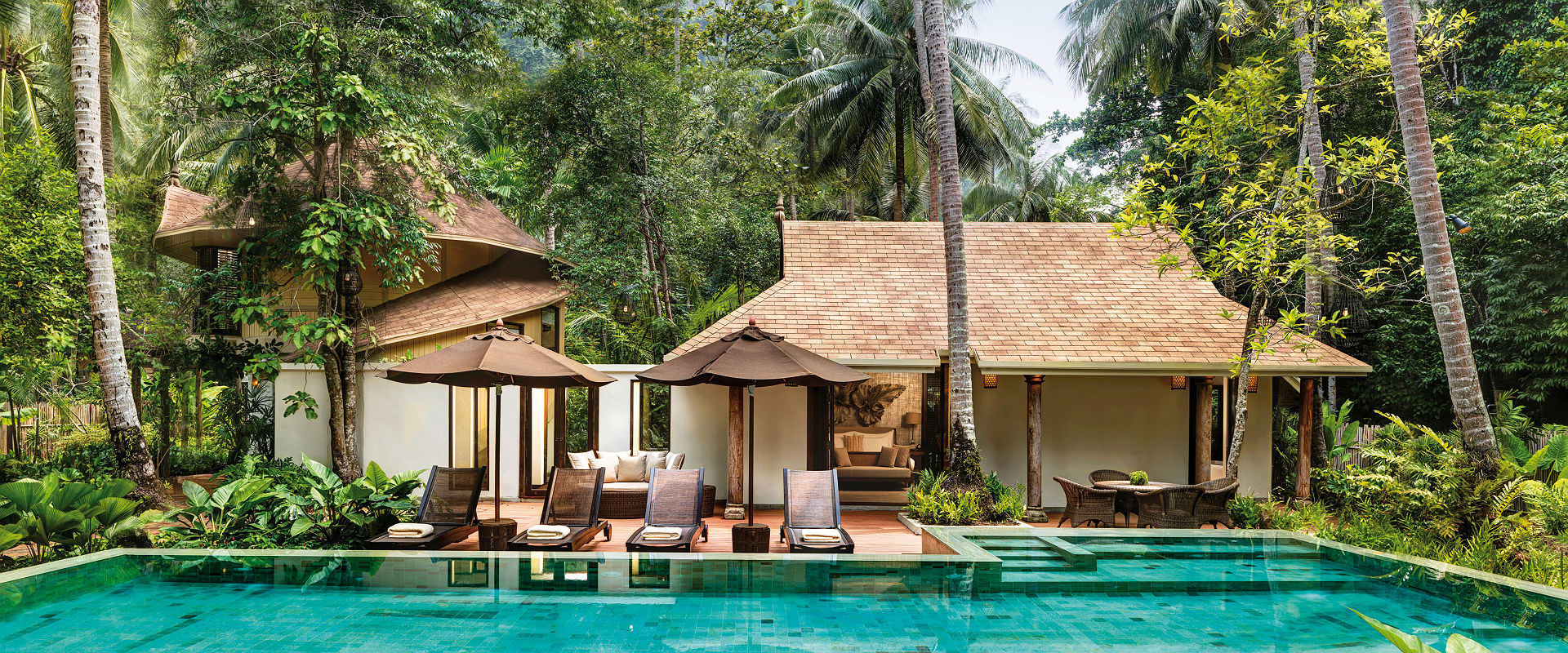 Rayavadee - Family Villa exterieur avec piscine et palmiers